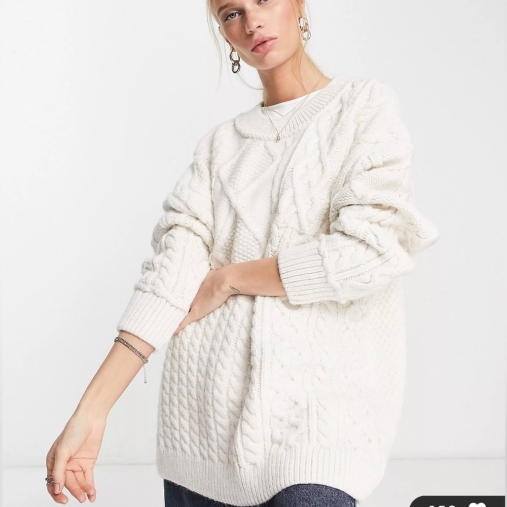 Free People Leslie Cable Knit Fisherman Sweater